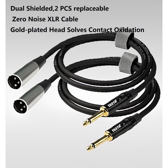 EBXYA XLR to 1/4 Inch Cable 1m (3ft) 2-Pack, XLR Male to TS Unbalanced Instrument Cable for Guitar, Synth & Amp Input