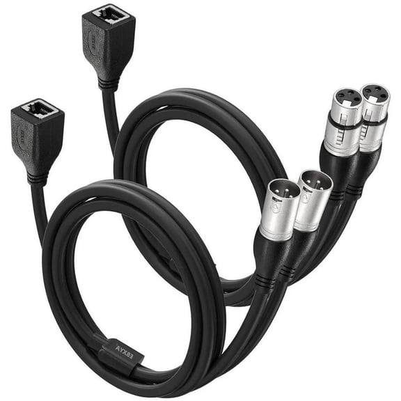 EBXYA Heavy-Duty RJ45 to Dual XLR M/F Y-Splitter Cable,1M Network Audio Adapter for Live Streaming,Stage Studio,Church & Conference Room (2-Pack)