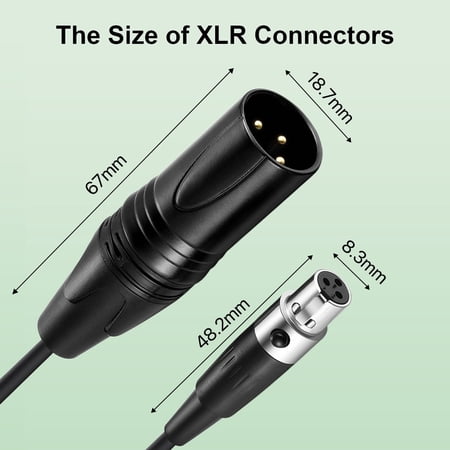 XLR Microphone Cable, EBXYA Mini-XLR Female to XLR Male, 1.5M/5FT 2-Pack, for RODE Wireless Go, Camera Microphones, Audio Interface, Podcast & Video Recording
