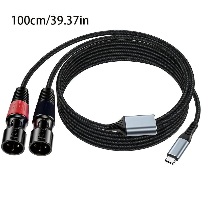 USB C to Dual XLR Male Audio Cable, EBXYA Built-in DAC No Driver Needed Y Splitter Balanced Cable with Molded Housing, 1m Low Noise for Audio Interface, Mixer & Studio Recording