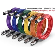 EBXYA XLR Cable Male to Female 3m 6-Pack, 6 Colors for Organization with Oxygen-Free Copper, for Studio Setup, Stage & Multi-Channel Rigs