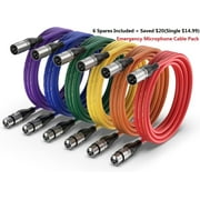Emergency Microphone Cable Pack, EBXYA 6-Pack 3M XLR Cable, 6 Color-Coded High Performance OFC for Live Sound, Studio, Stage - Value Pro Bundle