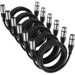 EBXYA XLR Microphone Cable 6-Pack Balanced 15ft (4.6M) with 8-Figure Coil & Gold-Plated Connectors for Home Studio Recording, Live Stage Performances & Podcast Setup