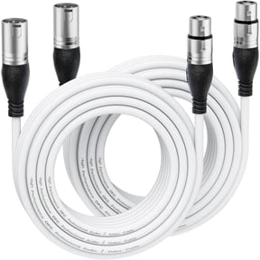 EBXYA XLR Cable Male to Female 20ft (6.1m) 2-Pack with Gold-Plated Connectors & Clean Low-Profile Jacket for Stage Monitoring, Fixed Install & Studio