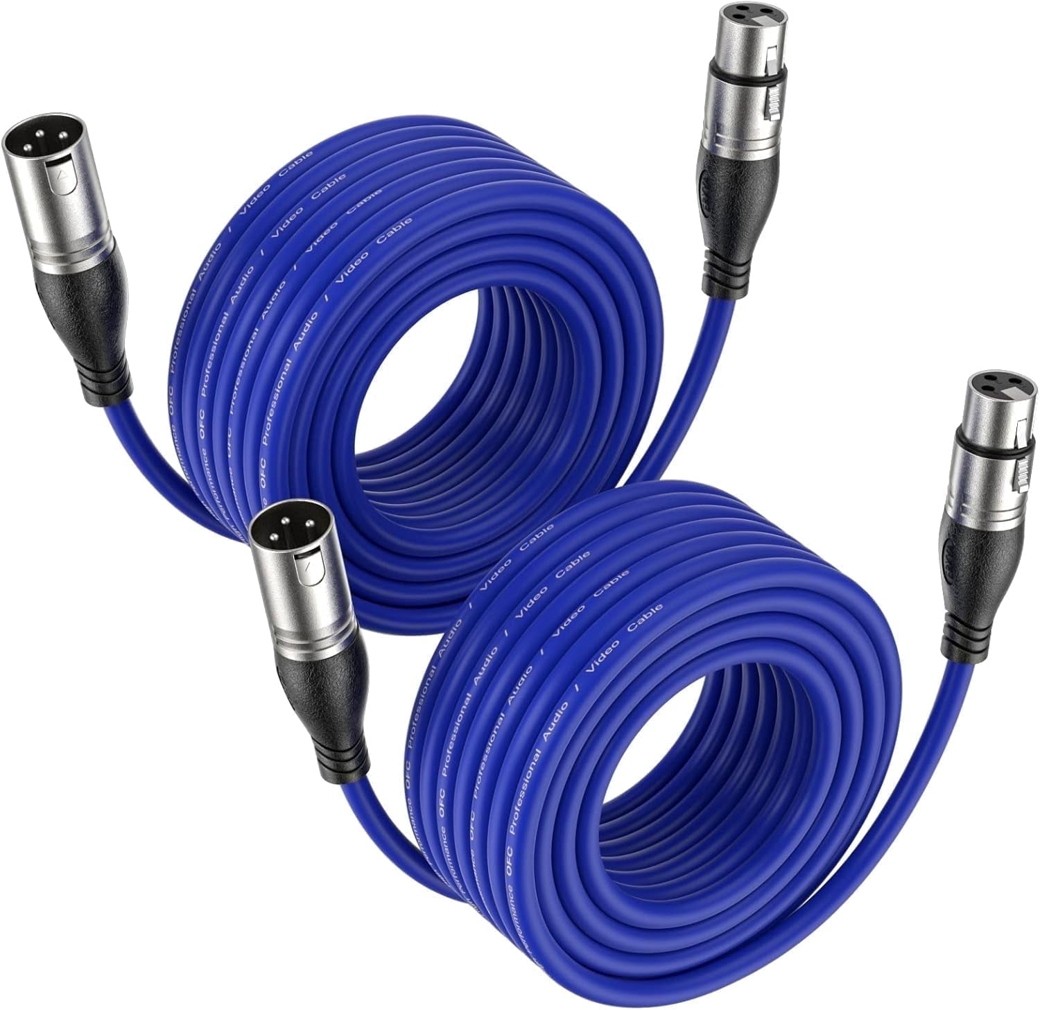 XLR Microphone Cable, EBXYA 2-Pack 25ft Balanced Male to Female Audio Cable, Professional Braided Shielded Cord for Mic, Mixer, Speaker, Studio, Live Streaming (Blue)​