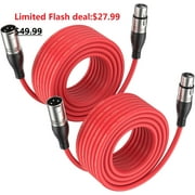 EBXYA XLR Cable 25 Ft 2 Packs - Premium Microphone Cable Patch Speaker Cable 3-Pin XLR Male to Female, Red