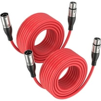 Red XLR Cable Male to Female 25ft 2-Pack By EBXYA, Color-Coded & Tangle-Free for Multi-Channel Setup, Live Stage and Studio