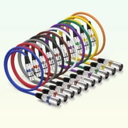 EBXYA 10-Color XLR Adapter Cable 10-Pack 2FT, Gold-Plated Male to Female Connectors & Tangle-Free Design for Studio, Live Sound, Keyboard & DJ Equipment