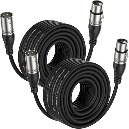 EBXYA XLR Cable Microphone Cable 50ft 2-Pack XLR Male to Female, with Gold-Plated Connectors & Noise Reduction for Stage Performance & Live Sound