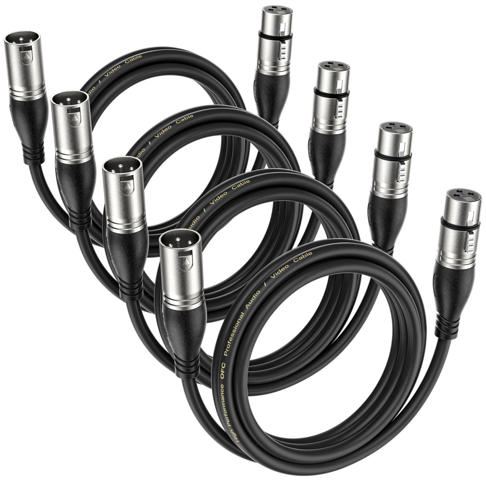 EBXYA XLR Cable 6ft 4 Packs Premium Balanced Microphone Cable with 3