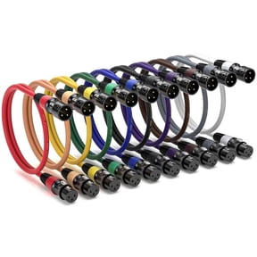 EBXYA XLR Cables 10-Pack 2ft, Color-Coded Short Patch & Tangle-Free for Audio Rack, Studio Setup & Live Sound