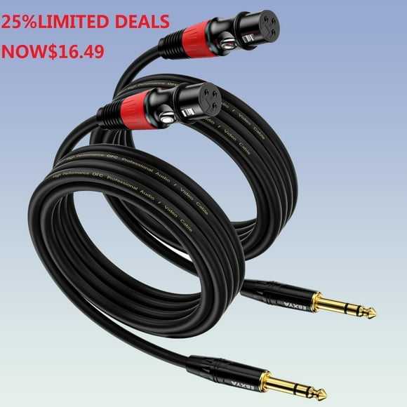 EBXYA 3ft 2-pack XLR to 1/4" TRS Cable - Female Balanced OFC Mic/Instrument Cable