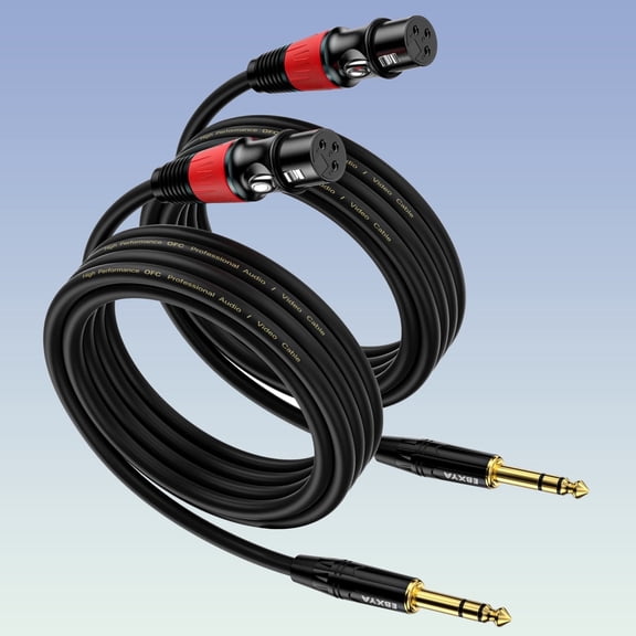 EBXYA Female XLR to 1/4 Inch Cable 1m 2-Pack, XLR to TRS Balanced Audio with Red Boot for Mixer Input, Interface & Studio Patchbay