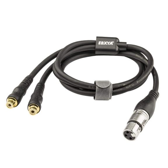 EBXYA XLR Female to Dual RCA Female Audio Cable 1M (3.3ft), 24K Gold Plated & Oxygen-Free Copper for Audio Rack, Studio Patch & Equipment Interface