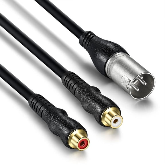 EBXYA XLR Male to Dual RCA Female Audio Cable 1M (3.3ft), 24K Gold Plated & Oxygen-Free Copper for Mixer to Amp, PA System & Home Audio