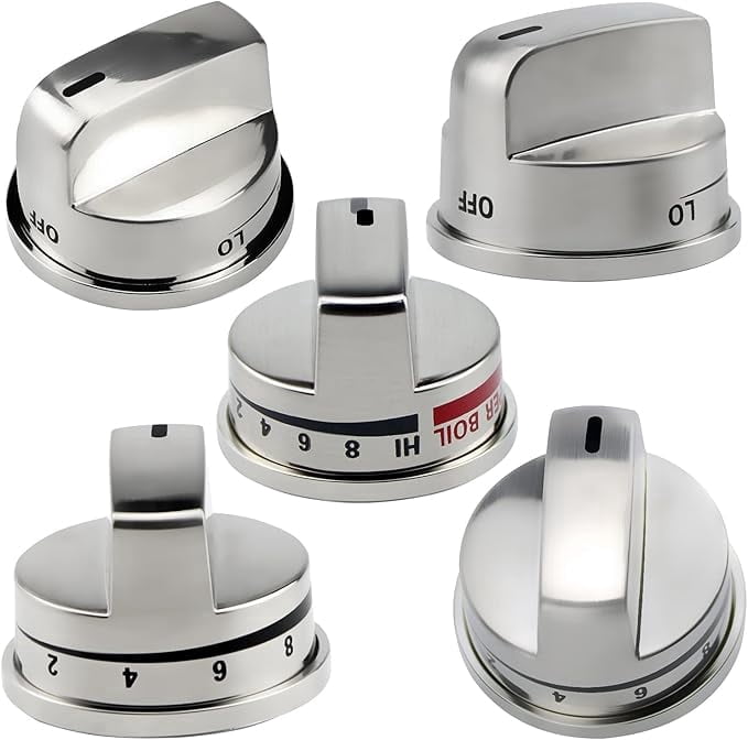 EBZ37189611(4pcs) Gas Stove Knobs and EBZ37189609(1pcs) Oven Range Knob Replacements Only Fit for L.G LRG30355ST LRG30357ST LRG30855ST Series Burner Control Knob Replace EBZ37189601,EBZ37189602