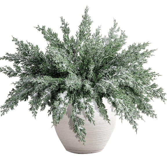 EBaokuup 10 Pack 16.5 Inch Snow Flocked Pine Branches, Artificial Christmas Greenery Picks for Holiday Decor