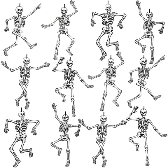 EBaokuup 12 Pack Halloween Jointed Skeleton Decorations, Poseable Paper Skeleton Hanging Cutouts for Home and Party Decor