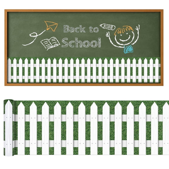EBaokuup 20Ft Picket Fence Bulletin Board Border, White Classroom Wall Decoration for School