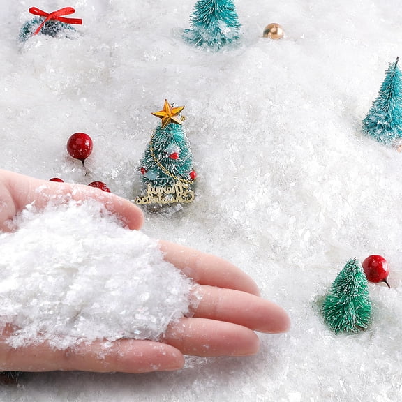 EBaokuup 20oz Christmas Fake Snow Powder, Sparkling Artificial Snow for Village Decor and DIY Crafts