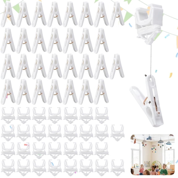 EBaokuup 30 Pack Ceiling Grid Clips, Reusable Drop Ceiling Hooks for Classroom & Office