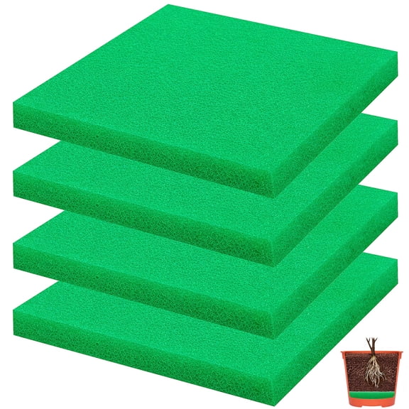 EBaokuup 4 Pack 10 Inch Square Planter Pot Filler Inserts, 1.1 Inch Thick Lightweight Drainage Material for Indoor Outdoor Pots