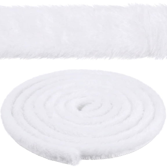 EBaokuup 6 Yards White Faux Fur Trim, Fluffy Fabric Ribbon for Christmas Tree, Sewing, Clothing and DIY Crafts