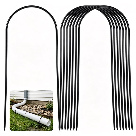EBaokuup 8 Pcs Downspout Extension Anchors, U Shaped Galvanized Gutter Drainage Stakes