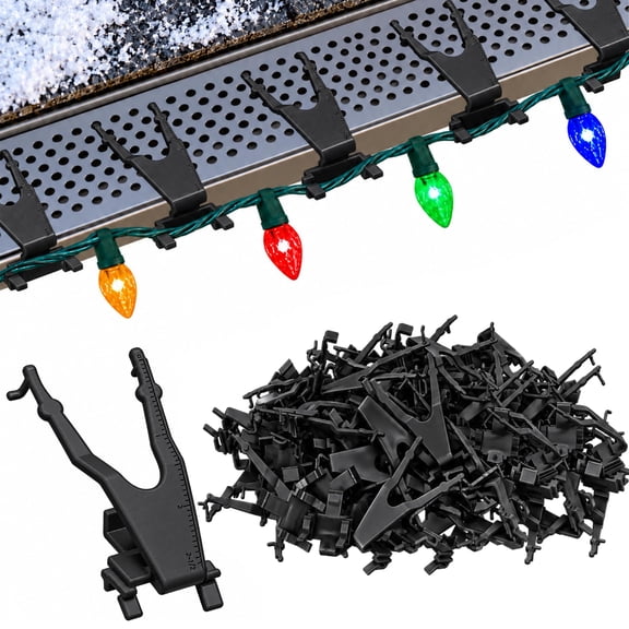 EBaokuup 80 Pcs Black Gutter Guard Clips, Christmas Light Clips for Mesh Gutter Guards, Outdoor Holiday Lights