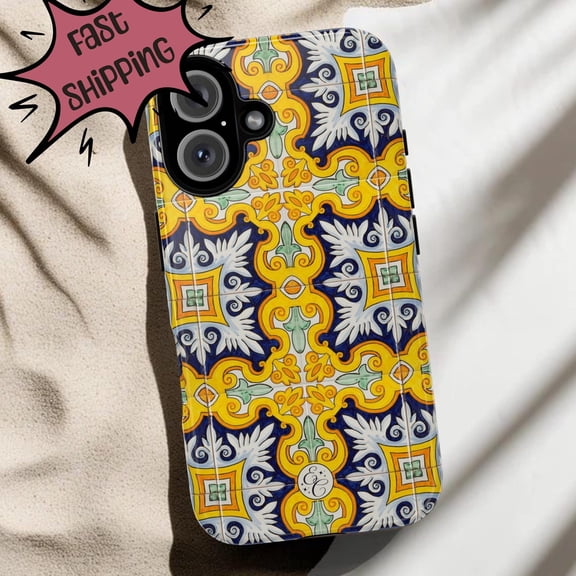 EC Majolica Tile Vibrant Mediterranean Pattern Phone Case 17 16 15 14 13 12 11 Pro Max