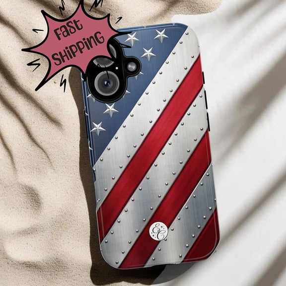 EC Patriotic Metal Flag Rugged American Design Phone Case 17 to 11 Pro Max