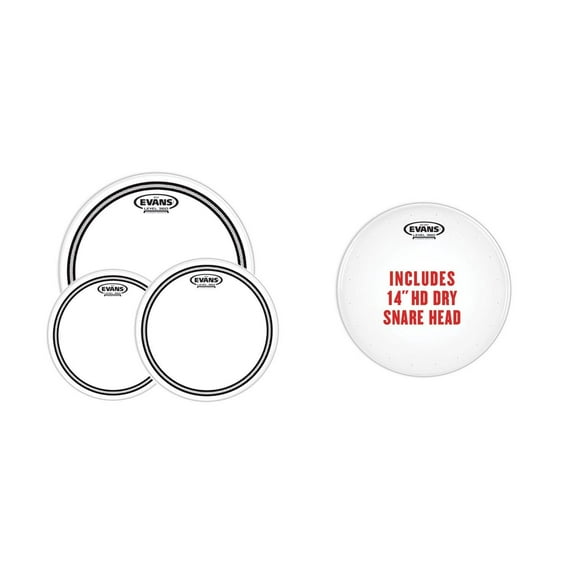 EC2S Clear Tom Pack with HD Dry Snare Head - Fusion