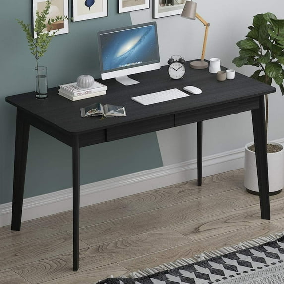 ECACAD Computer Desk with 2 Drawers, 47” Home Office Desk, Writing Study Working Table for Bedroom, Black