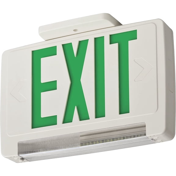 ECBG LED M6 LED Exit and Emergency Light Bar Combo Fixture with Back Up Battery, Green Letters