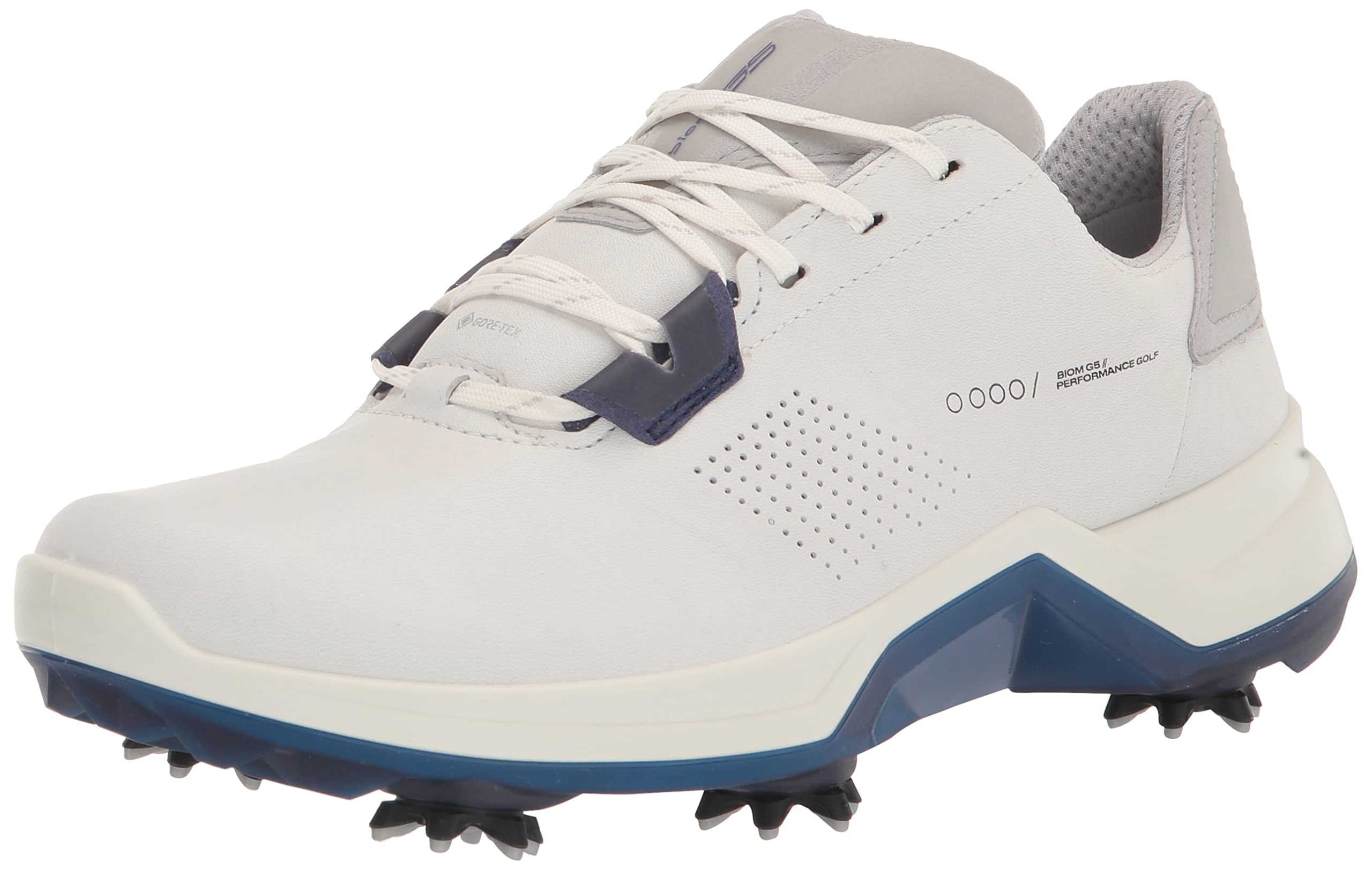ECCO Men's Biom G5 Goretex Waterproof Golf Shoes (White/Blue Depths, 9
