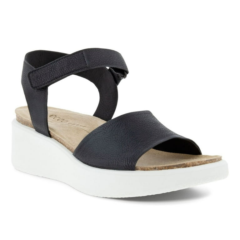 ECCO Womens Flowt Wedge Cork Sandal Black Nubuck 272313 01001