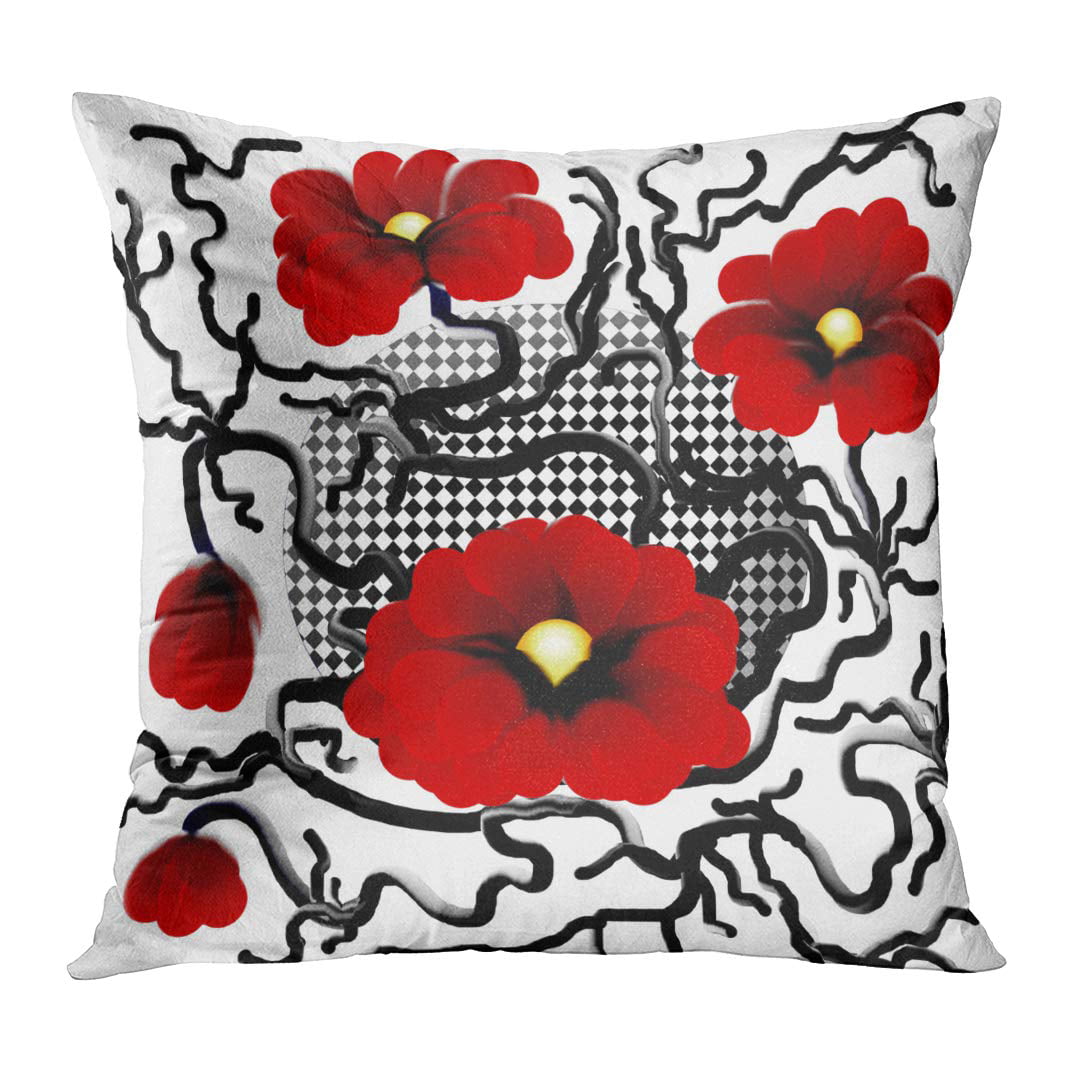 forsøg forvrængning Indkøbscenter ECCOT Abstract Drawing Fantasy Flowers and Plaid Object on Technically  Established Pattern Fancy Creeping Red Pillowcase Pillow Cover Cushion Case  20x20 inch - Walmart.com