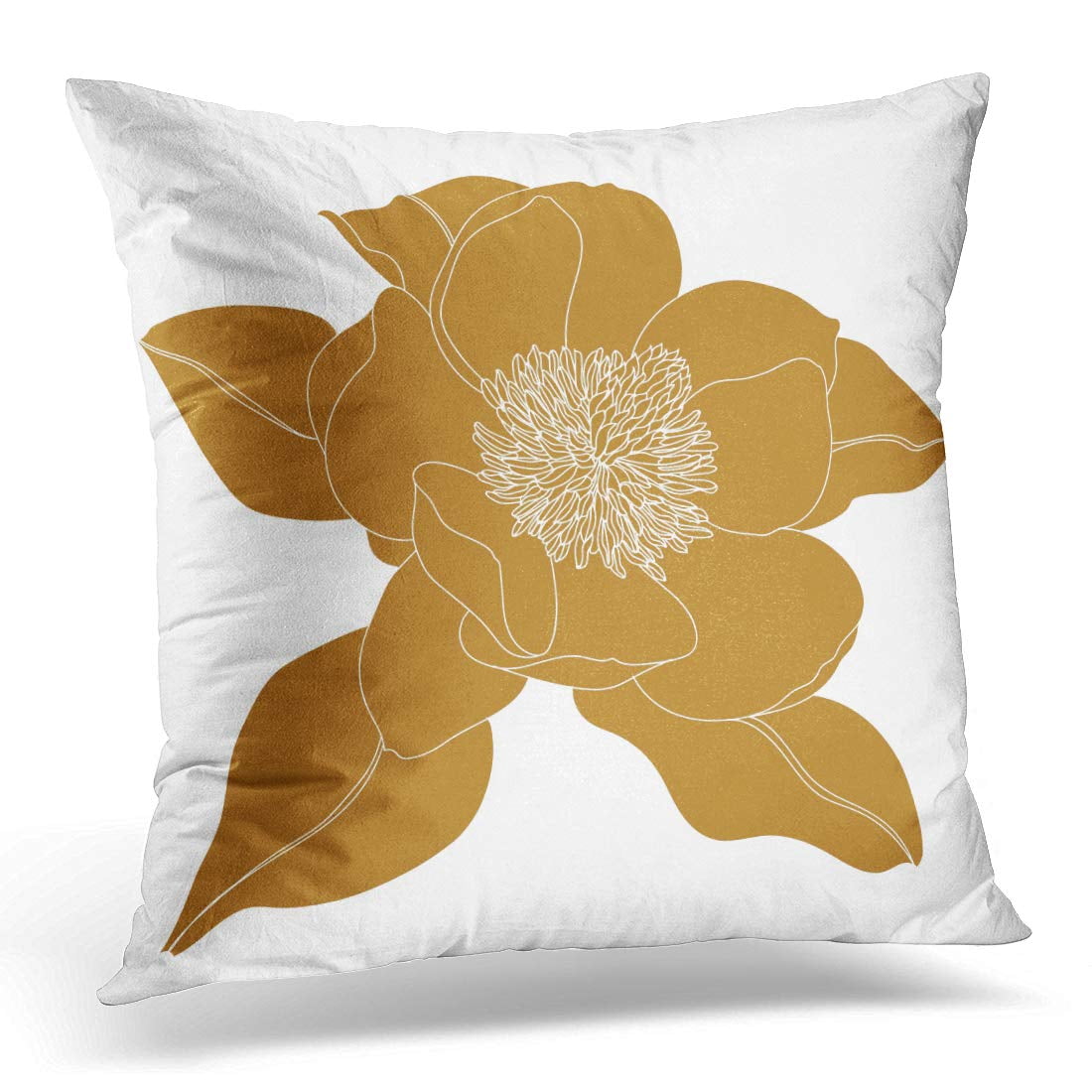 ECCOT Abstract Magnolia Flower Top View White Graphical Drawing and