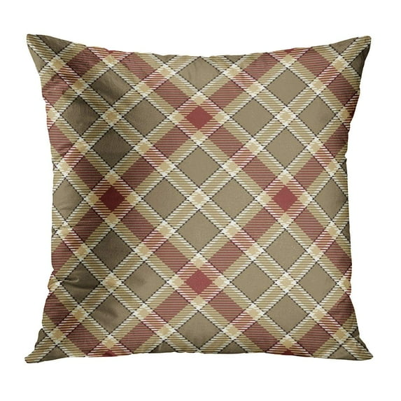 ECCOT Abstract Tartan Brown Black Red Gold and White Plaid Flannel Patterns Tiles for Ancient British Buffalo Pillowcase Pillow Cover Cushion Case 18x18 inch