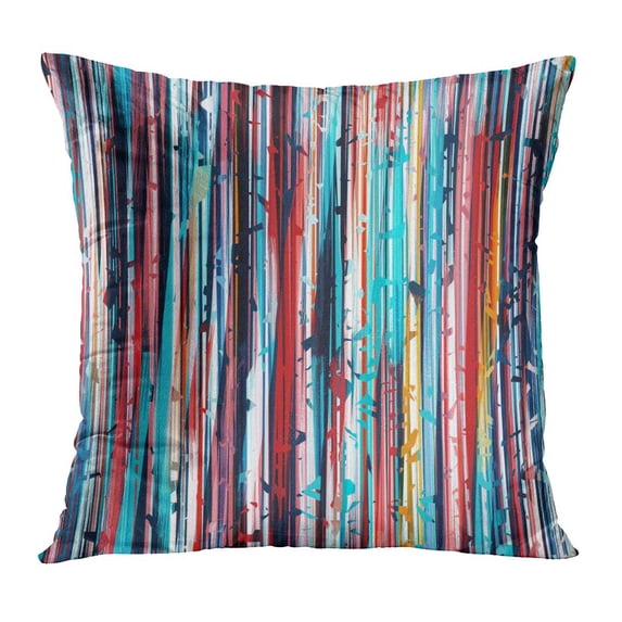 ECCOT Abstraction Brown Blue Orange Black Red Colors Lines Strokes Stripes Small Abstract Batik Chaotic Drawing Pillowcase Pillow Cover Cushion Case 16x16 inch