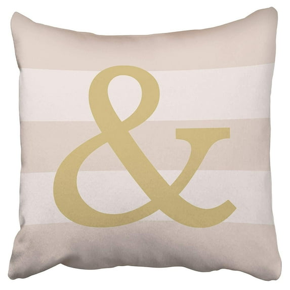 ECCOT Ampersand and Stripes Blush Pink and Gold Decor Pillow Case Pillow Cover 20x20 inch