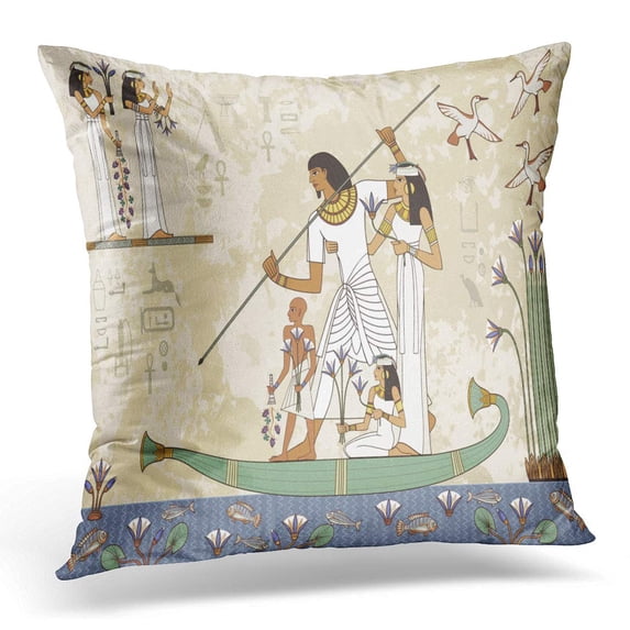 ECCOT Amulet Pesach Ancient Egypt Egyptian Hieroglyph Symbol Murals Scene Amun Pillowcase Pillow Cover Cushion Case 20x20 inch