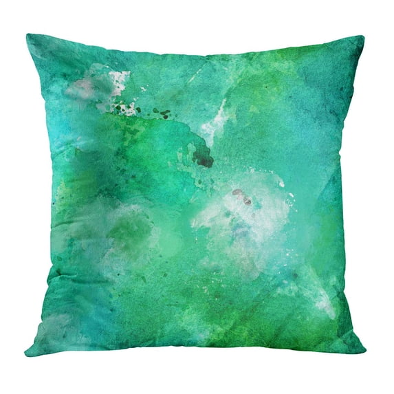 ECCOT Blank Artistic Teal Blue and Green Watercolor Abstract Pattern Blob Bright Brush Brushstroke Color Pillowcase Pillow Cover Cushion Case 16x16 inch