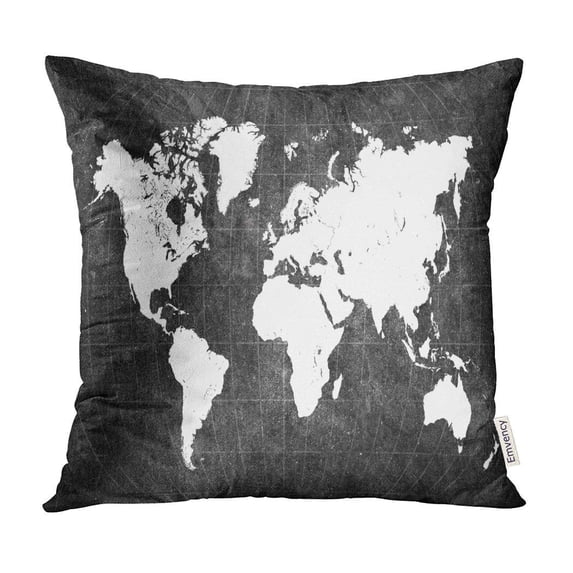 ECCOT Brown Grungy White World Map Aged America Antique Pillow Case Pillow Cover 16x16 inch