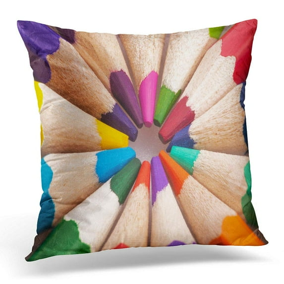 ECCOT Colorful Children Color Pencils Concept Team Pillowcase Pillow Cover Cushion Case 18x18 inch