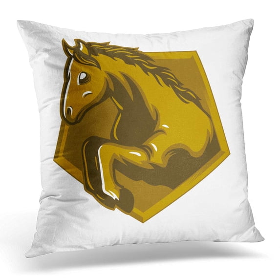 ECCOT Competition White Jump Horse Mascot Tournament Badge Cowboy Pillowcase Pillow Cover Cushion Case 18x18 inch