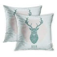 thumbnail image 1 of ECCOT Green Geometric Deer Abstract Nordic Emblem Pink Antler Pillowcase Pillow Cover 20x20 inch Set of 2, 1 of 1