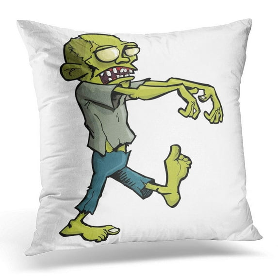 ECCOT Green Monster Cartoon Zombie White He is Lurching with His Arms Out Stretched Colorful Halloween Pillowcase Pillow Cover Cushion Case 16x16 inch