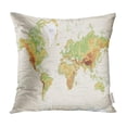 thumbnail image 1 of ECCOT Green Topographic Detailed Physical World Map Retro White Color Yellow America Pillow Case Pillow Cover 20x20 inch, 1 of 1