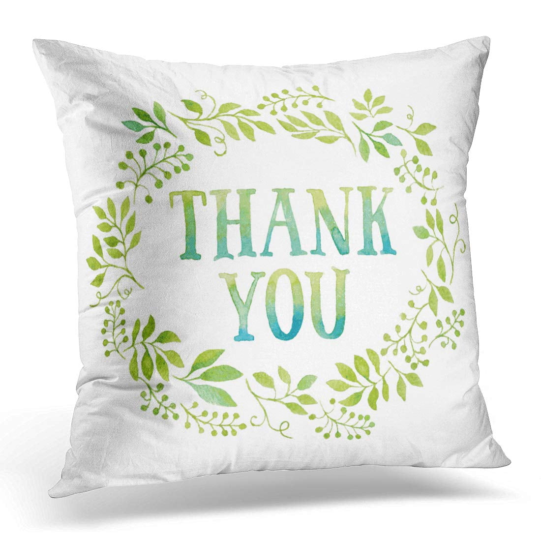 ECCOT Green Words Thank You in Simple Cute Floral Oval Wreath Spring ...